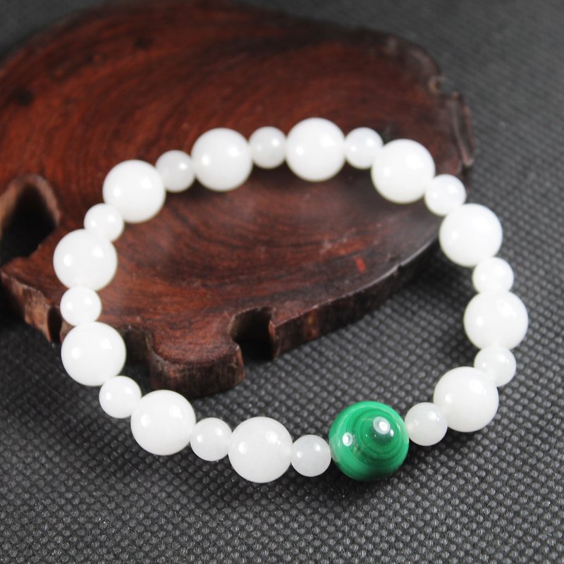 Xinjiang white jade malachite bracelet - Bracelets - Gemstone Green