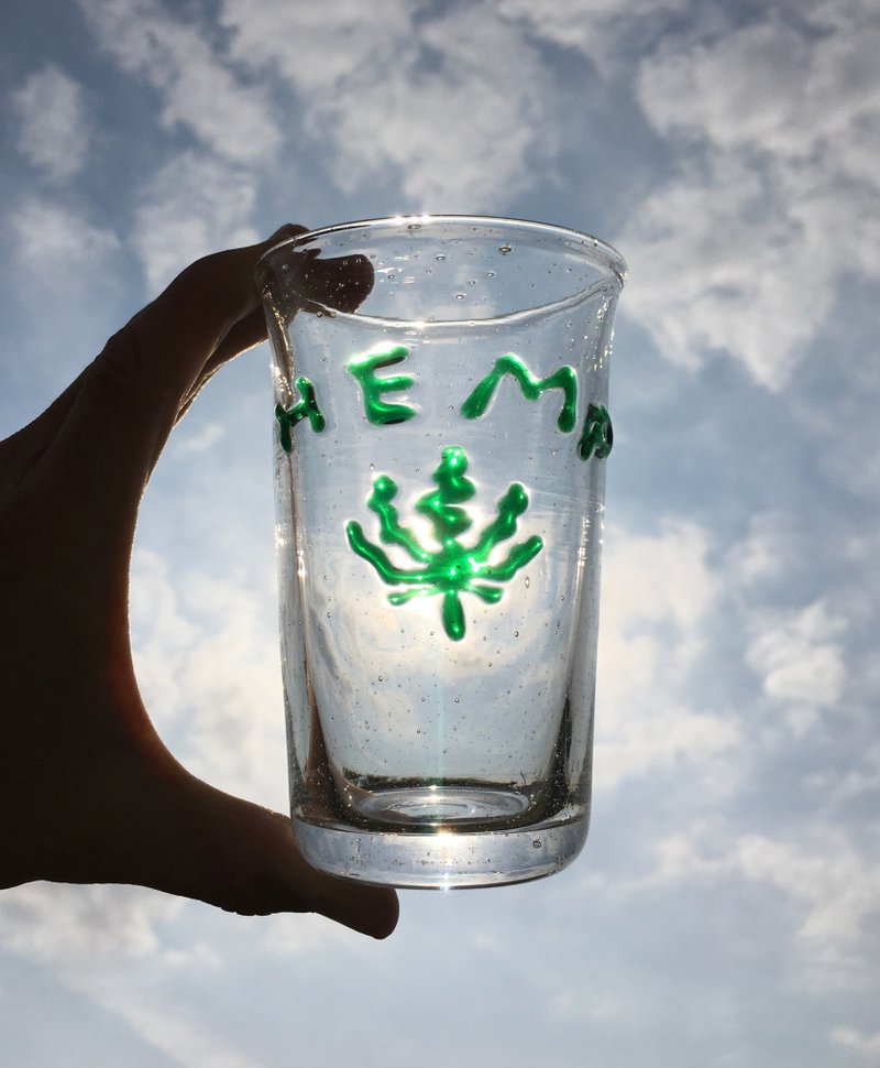 HEMP タンブラー　麻炭ガラス　HEMP CHARCOAL BUBBLE - 杯子 - 玻璃 綠色
