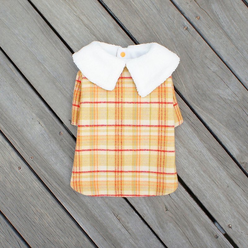 Can be customized. Large lapel yellow plaid pet clothing - Clothing & Accessories - Cotton & Hemp Yellow