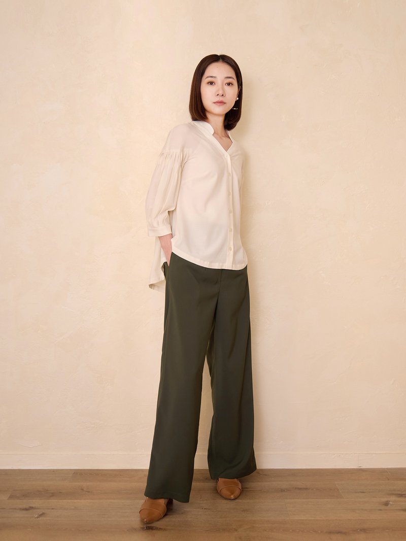 Slowly Invisible Wide Pants-Wandering - Women's Pants - Other Man-Made Fibers Green