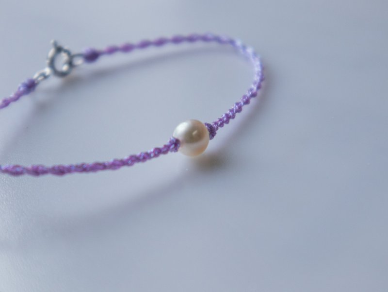 Gift for Sisters. 925 Sterling Silver Natural Pearl Lucky Bracelet - Gemini Gemini - Lavender Purple A2 - สร้อยข้อมือ - ไข่มุก สีม่วง