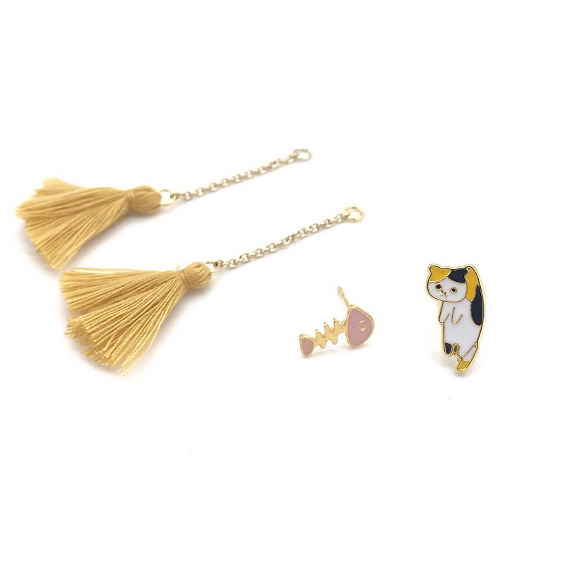 Sanhua Cat Tassel Earrings Cat Birthday Gift - Earrings & Clip-ons - Enamel Orange