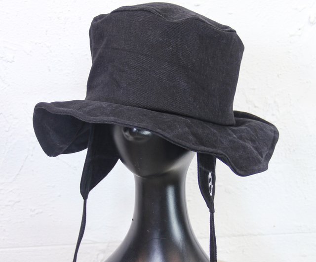 Aman No.57 Handmade Hat Ear Brand LOGO Gentleman Hat Black Denim