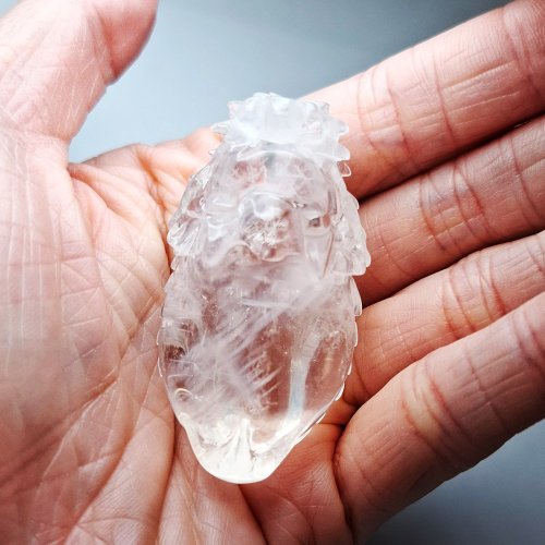 家居公設 天然水晶 藍針水晶 晶雕龍龜 小擺件 天使的羽毛