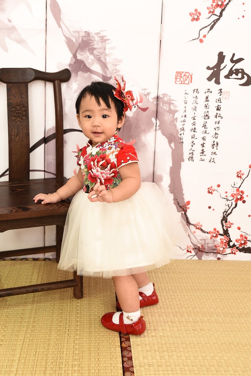 旗袍改良式禮服 中國紅 - 其他 - 棉．麻 紅色