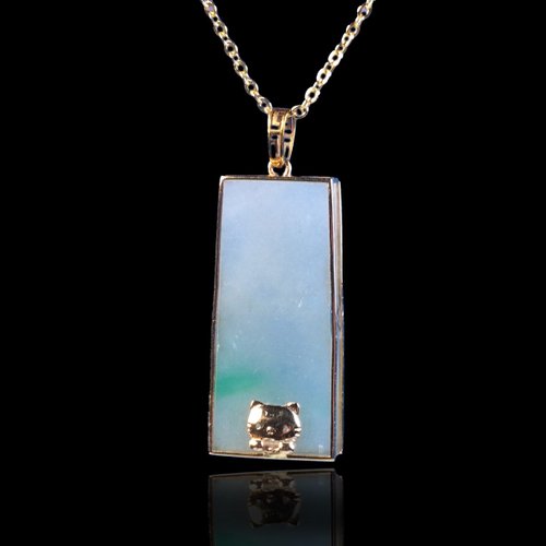 瓔珞珠寶盒 E.L.Jewelry Box 【願‧無事】冰種飄綠翡翠無事牌項鍊18K金|天然緬甸翡翠A貨|送禮