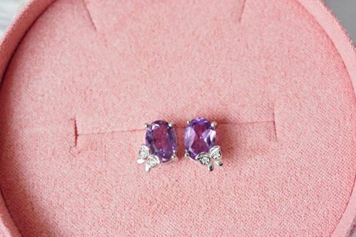 roseandmarry Stud Earrings Natura Amethyst Silver925, stud earrings