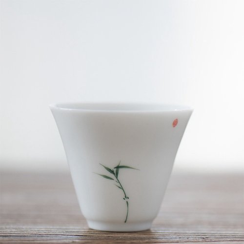 聞說 聞說|景德鎮青竹品茗杯 手工彩繪釉下彩 簡約主人茶杯陶瓷個人杯