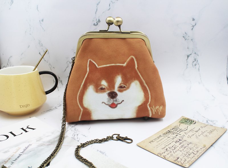 HanHan / hand-painted / mouth gold bag / side backpack - กระเป๋าแมสเซนเจอร์ - วัสดุอื่นๆ 
