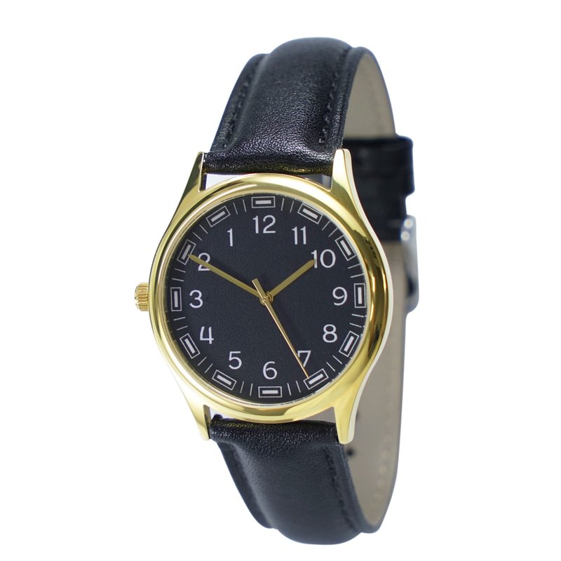 Back in time Watch Gold Case Black Face Free shipping worldwide - นาฬิกาผู้ชาย - สแตนเลส สีดำ