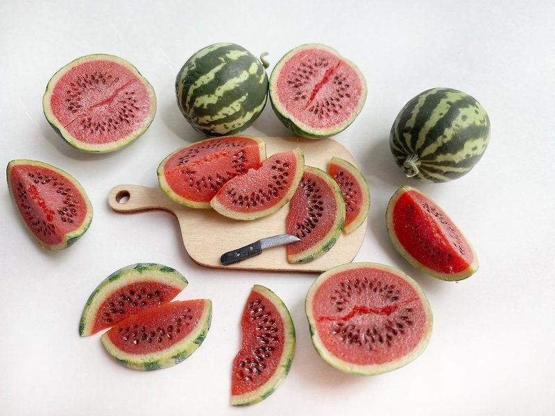 Miniature watermelon for dolls in 1/12 and 1/6 scale from polymer clay