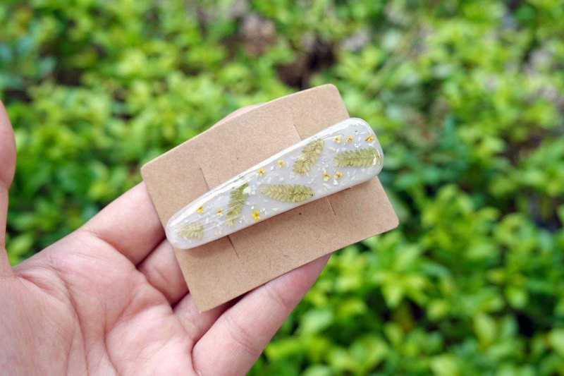 [Early Summer Gold Dew] Handmade glue hair clip - Hair Accessories - Resin Green