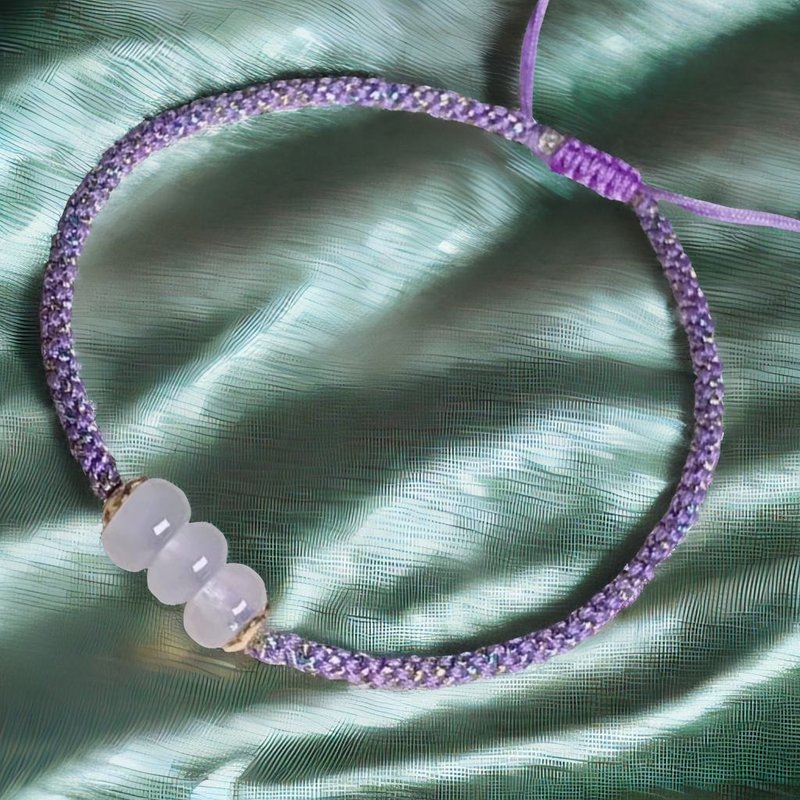 [Everything goes well] Ice Jade Passepartout Design Braided Bracelet | Natural Burmese Jade A-grade - สร้อยข้อมือ - หยก สีใส