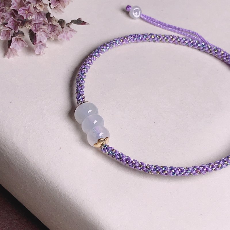 [Everything goes well] Ice Jade Passepartout Design Braided Bracelet | Natural Burmese Jade A-grade - Bracelets - Jade Transparent