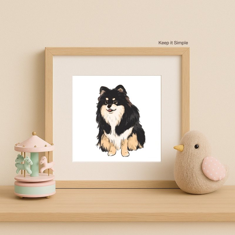 Custom Pet Portrait – One Pet, Name & a Meaningful Date - 電子似顏繪/繪畫/插畫 - 其他材質 