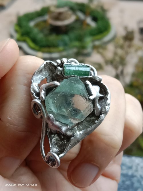 寶藏石光 / Light of Treasure Stone 螢石原礦手工銀戒純銀戒指~ Follow Your Heart ~Fluorite Ring