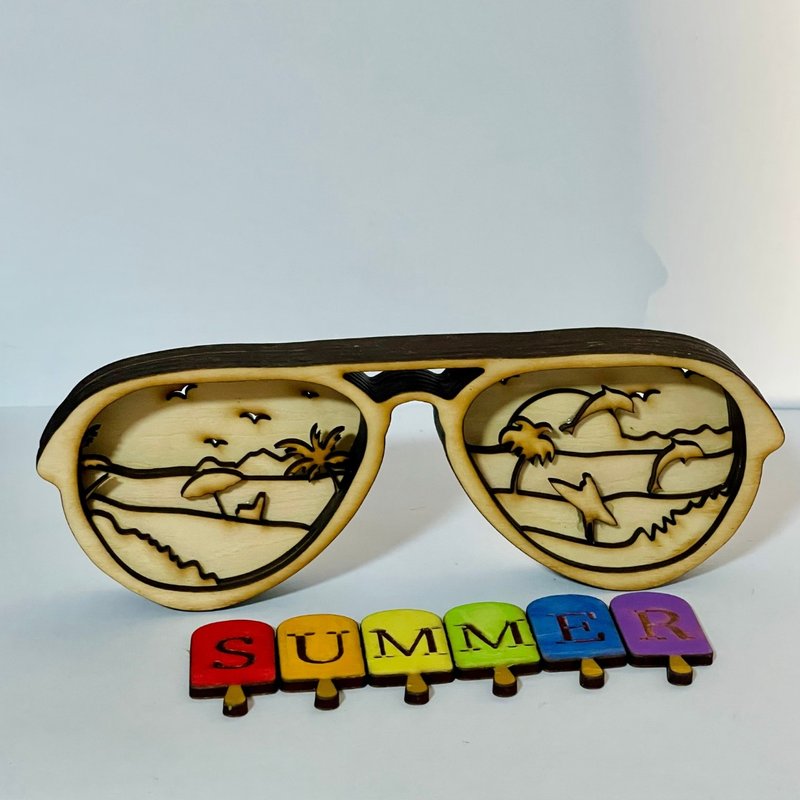 wooden beach glasses decoration - ของวางตกแต่ง - ไม้ 