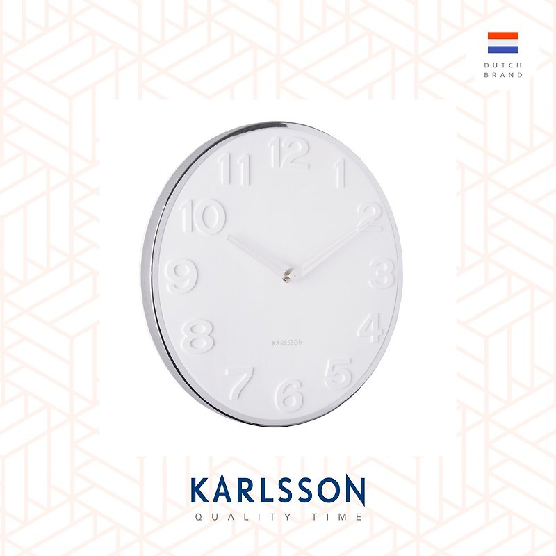 荷蘭Karlsson, wall clock New Original numbers white 凸數字 - 時鐘/鬧鐘 - 塑膠 白色