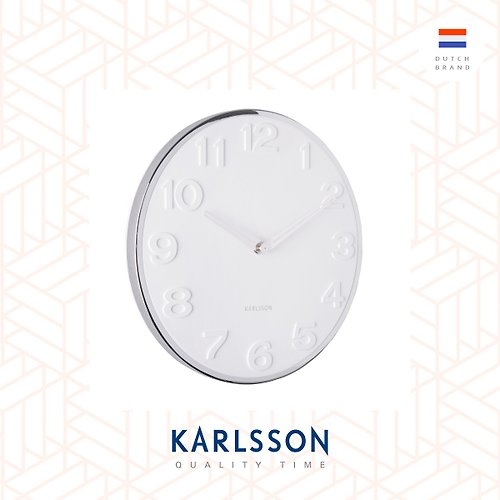 Ur Lifestyle 荷蘭Karlsson, wall clock New Original numbers white 凸數字