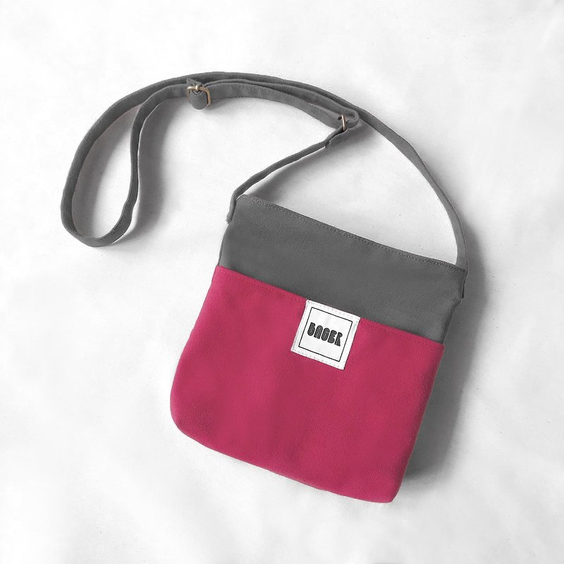Simple and Light Square Toast Crossbody Bag / Grey + Pink - Messenger Bags & Sling Bags - Other Materials Multicolor