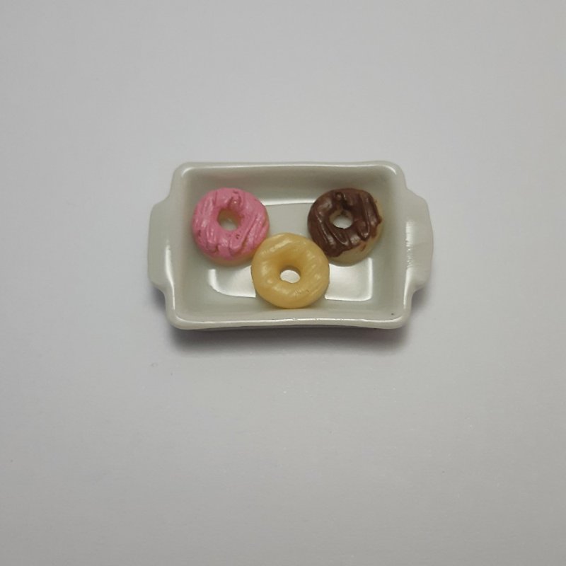 10 Donut Food Miniature Handmade Dollhouse collectible Pretend Play 1/12 - Items for Display - Clay Yellow