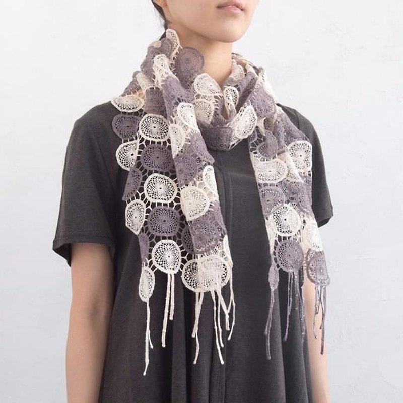 Plant dyeing Embroiderium scarf - ผ้าพันคอ - ผ้าฝ้าย/ผ้าลินิน สีม่วง