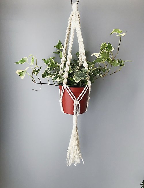 娜泥 手作 macrame 麻繩編織盆栽植物吊籃/綠葉植物/蕨類/空氣鳳梨
