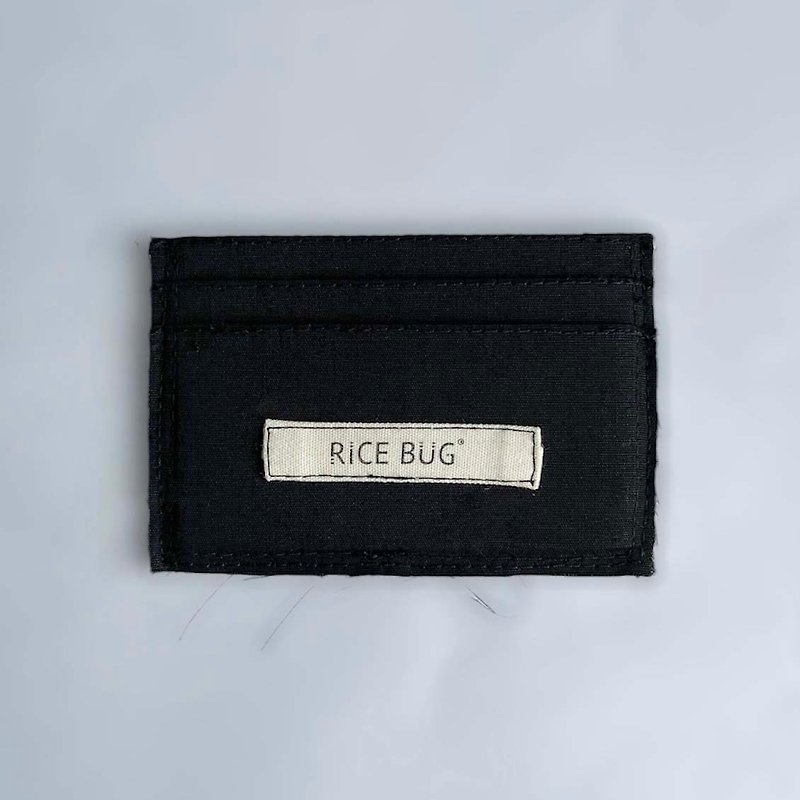 RICE BUG lint handmade cloth card holder 4 cards 1 banknote - black - ที่ใส่บัตรคล้องคอ - ไฟเบอร์อื่นๆ สีดำ