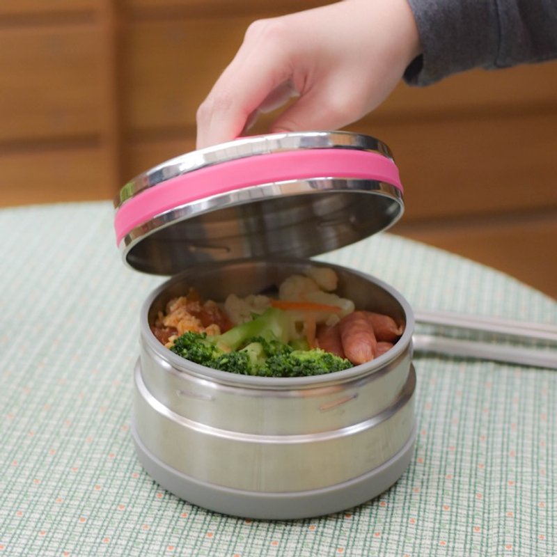 "Environmental protection without deduction ear anti-hot" Driver double lunch box (pink) steamed rice box, electric pots environmental tableware - Bowls - Other Materials 