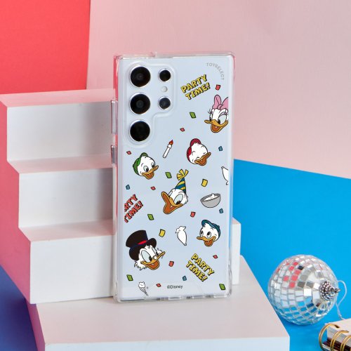 TOYSELECT Disney經典-唐老鴨款派對亂花防摔透明SAMSUNG手機殼