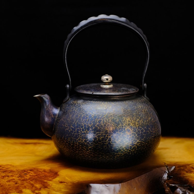 Japanese ancient art [Tamagawa Hall] Zijin Bronze soup boiling teapot and kettle