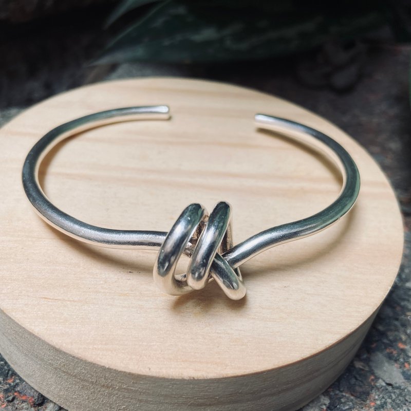 純銀 打結 扭轉手環  S37 - 手鍊/手環 - 純銀 銀色