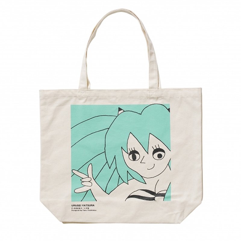 [Japan Swimmy Design Lab] Japanese classic cartoon series-Fuxing kid pattern TOTE tote bag/canvas bag/campus bag (lake green) - Messenger Bags & Sling Bags - Cotton & Hemp Green