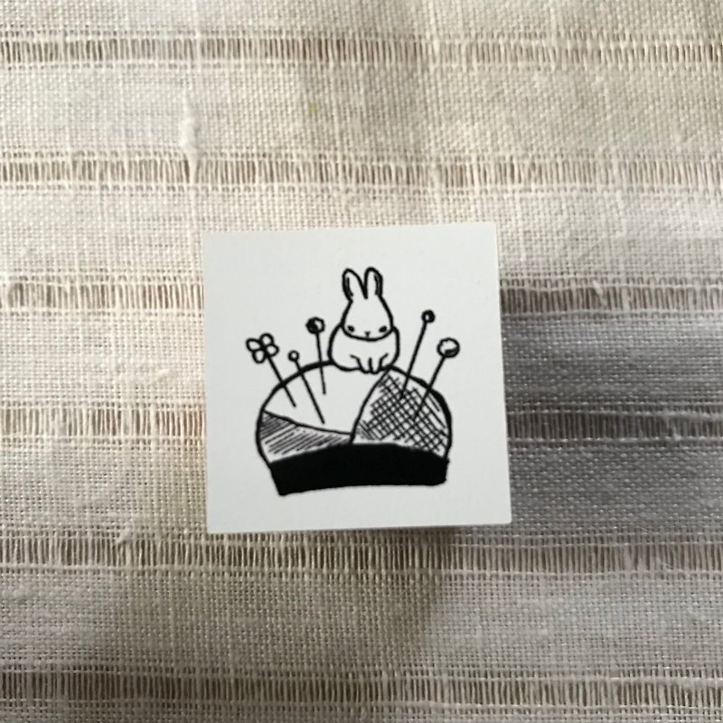 Sewing-loving Rabbit Rubber Stamp - Stamps & Stamp Pads - Rubber White