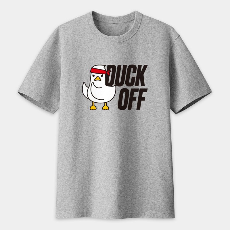 Duck Off アヒルはいらない ユニセックス 半袖 Tシャツ ラウンドネック コットン T 067 - Tシャツ メンズ - コットン・麻 グレー
