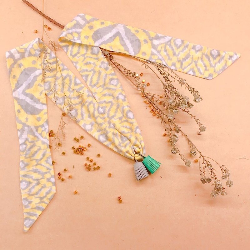 Tassel necklace / beautiful error (2 colors) - สร้อยคอ - ผ้าฝ้าย/ผ้าลินิน สีเขียว