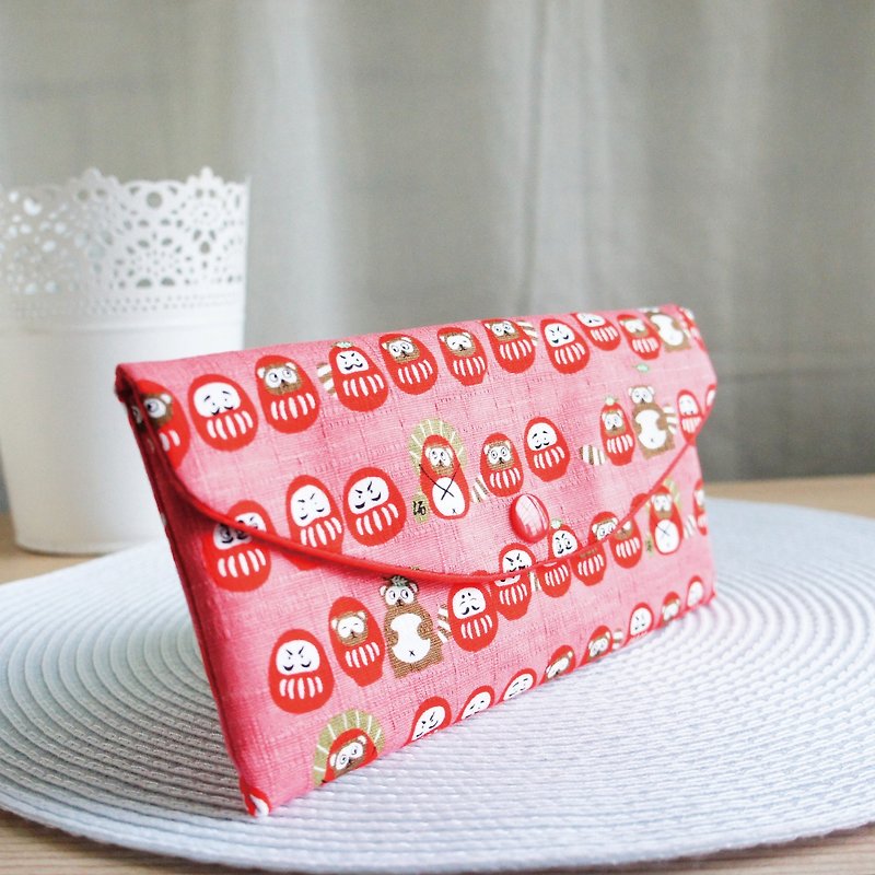 Lovely Japanese cloth Q version [civet cat Fushen red envelope bag, pink] passbook cover, the last 1 left in stock - Chinese New Year - Cotton & Hemp Pink