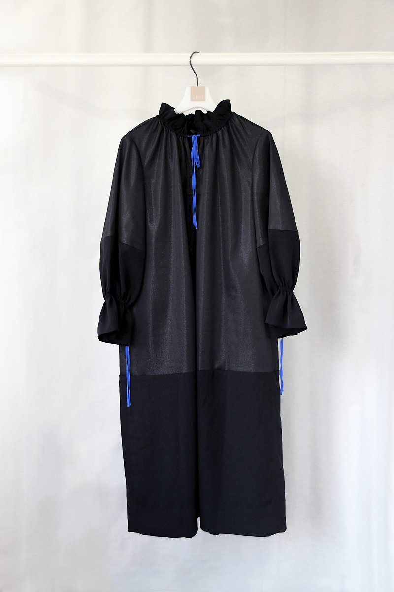 UUIN _ Black European collar dress - One Piece Dresses - Cotton & Hemp Black