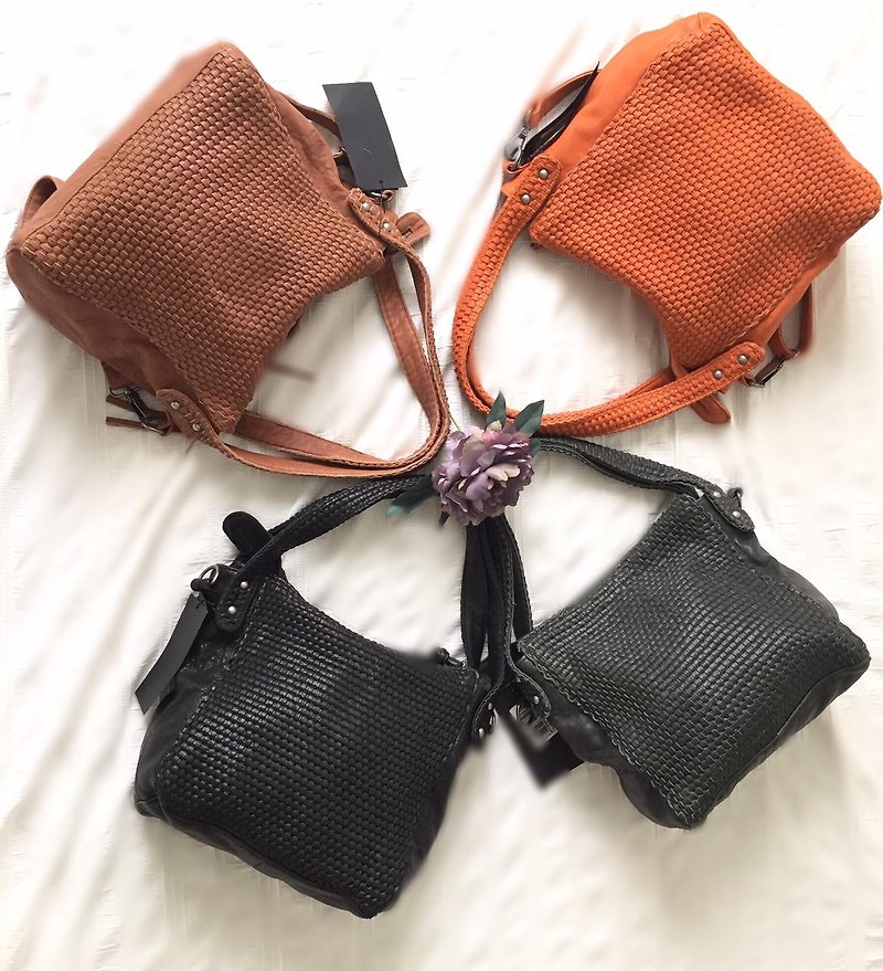 Enigma-BP Ladies Sheepskin Handle Crossbody Handbag - Handbags & Totes - Genuine Leather Multicolor