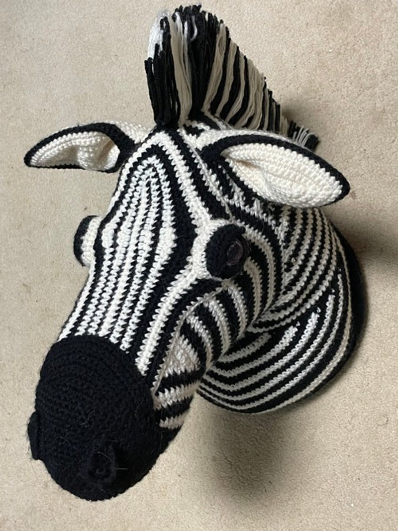 Crochet Animal Zebra Trophy head interior decoration - ตกแต่งผนัง - ผ้าฝ้าย/ผ้าลินิน 