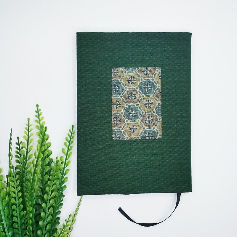 window flower A5/25K bookcloth - Notebooks & Journals - Cotton & Hemp Green