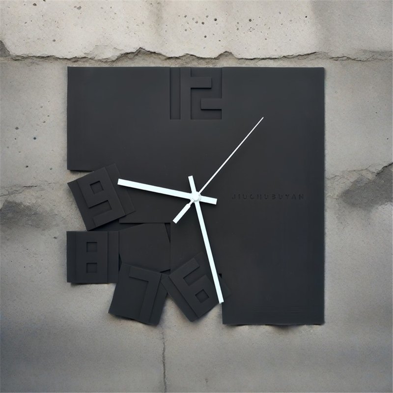 Deconstructed wall clock - Clocks - Cement Black