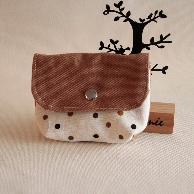 Handmade double-layer bottomed coin purse with brown canvas cover - Coin Purses - Cotton & Hemp Khaki