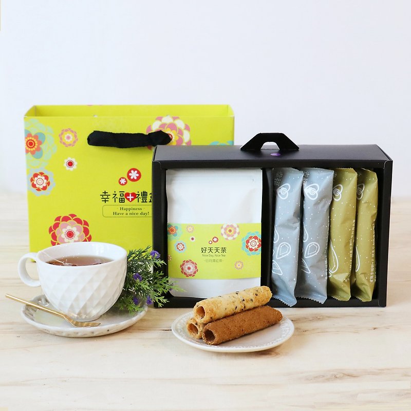 Good Tea Good Egg Roll-Happiness + Gift Box (Egg Roll Tea Group) - เค้กและของหวาน - อาหารสด สีเขียว