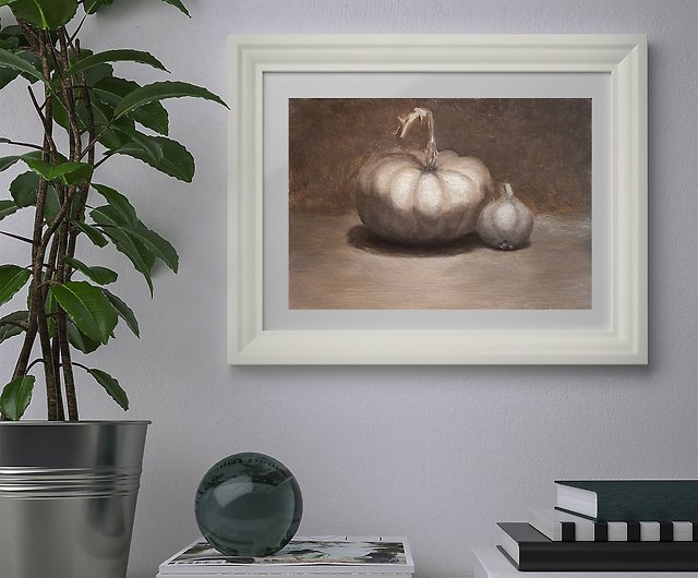 メルカリ 絵画 絵 額付き（黒色）油絵 uF6-030114 静物（かぼちゃ） - 絵画