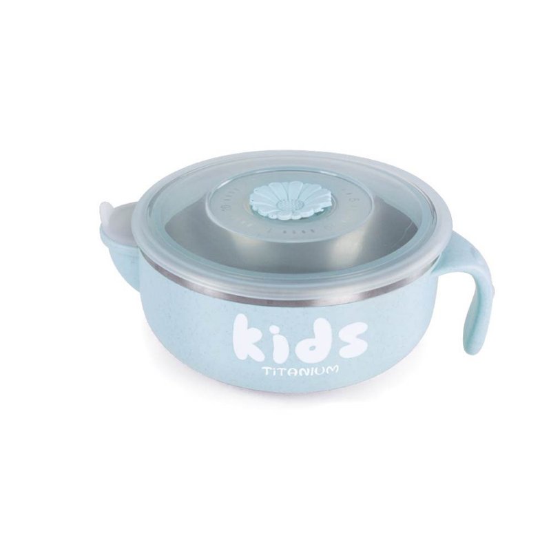 Ti-living 純鈦抗菌兒童注水保溫保冷碗 - 藍 - 寶寶/兒童餐具/餐盤 - 其他材質 藍色