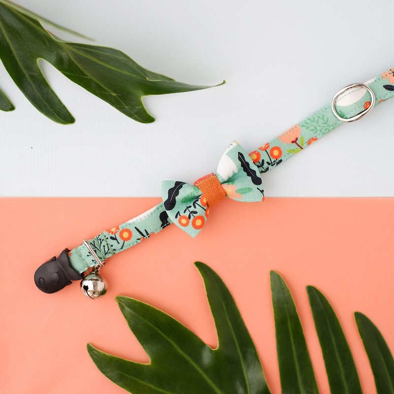 Tropicana- Birds : Kittens Personalized Cat Collar, Breakaway Cat collar - Collars & Leashes - Other Materials Green