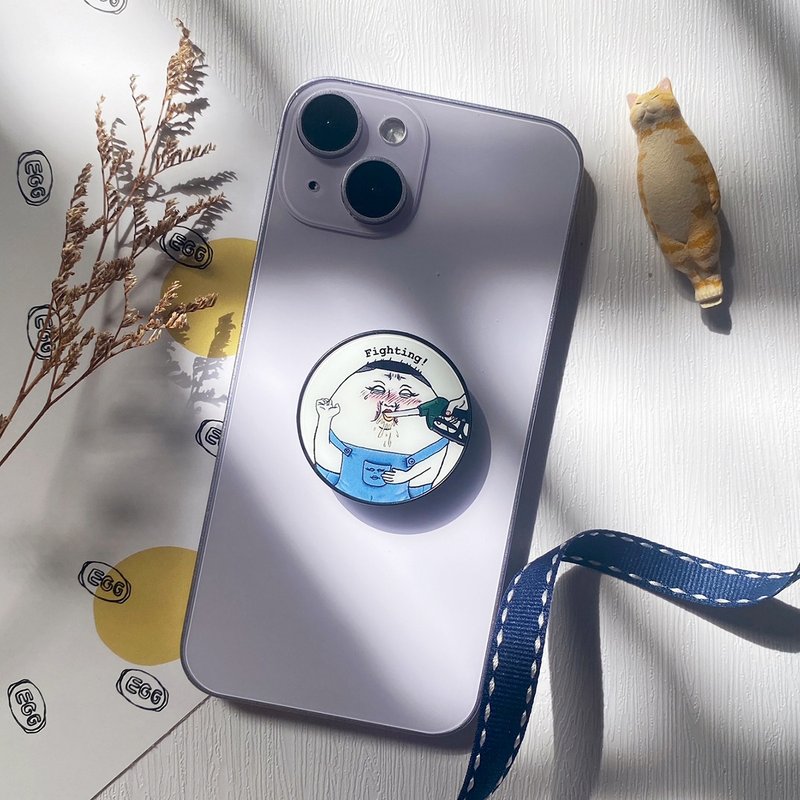 丸型携帯電話ホルダー カモン/ファイティング - スマホアクセサリー - プラスチック ホワイト