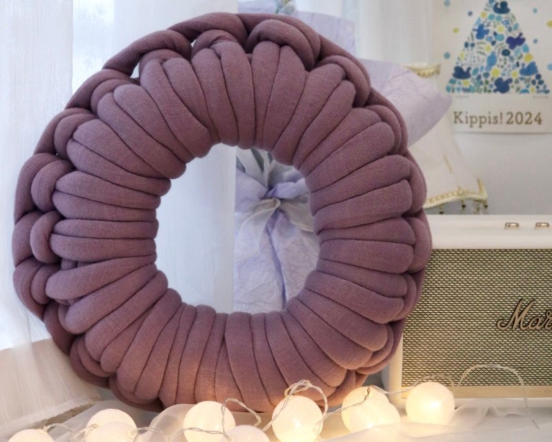 【材料キット】ドーナツクッション-アイスランドヤーン材料キット/極太ヤーン/ふっくらバッグ - 枕・クッション - コットン・麻 