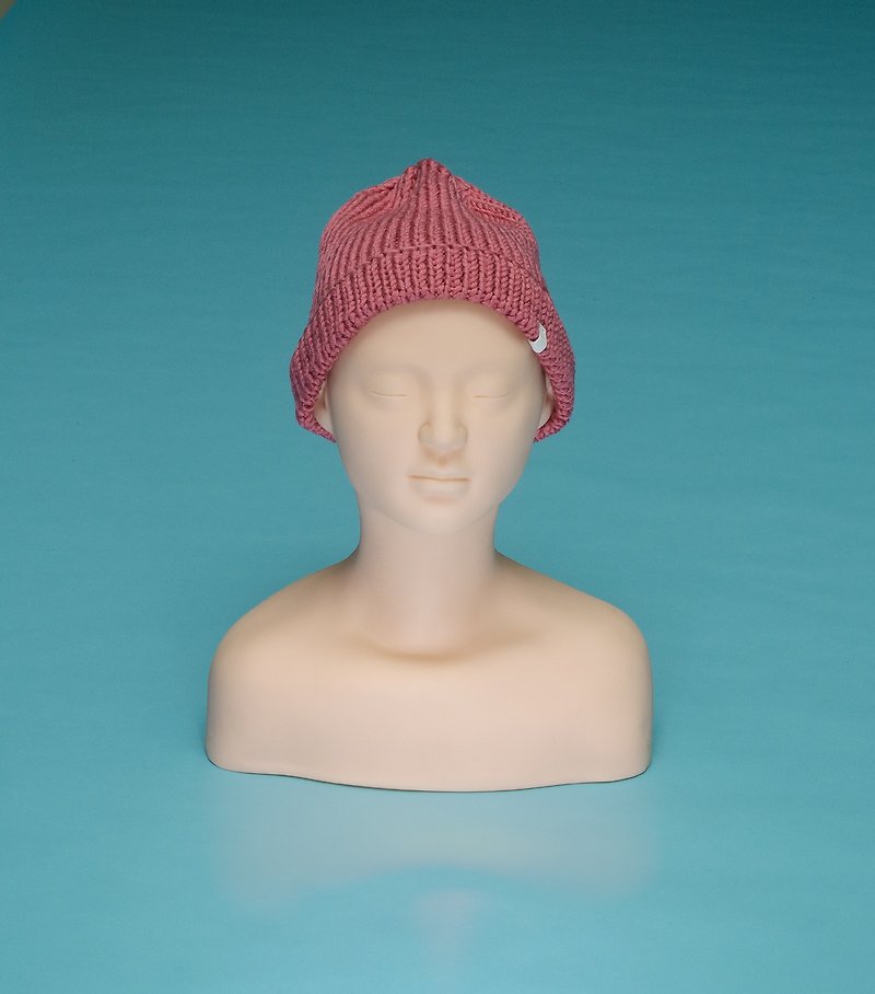 素色 - 深粉 OTB007 手工編織毛帽 - 帽子 - 棉．麻 粉紅色